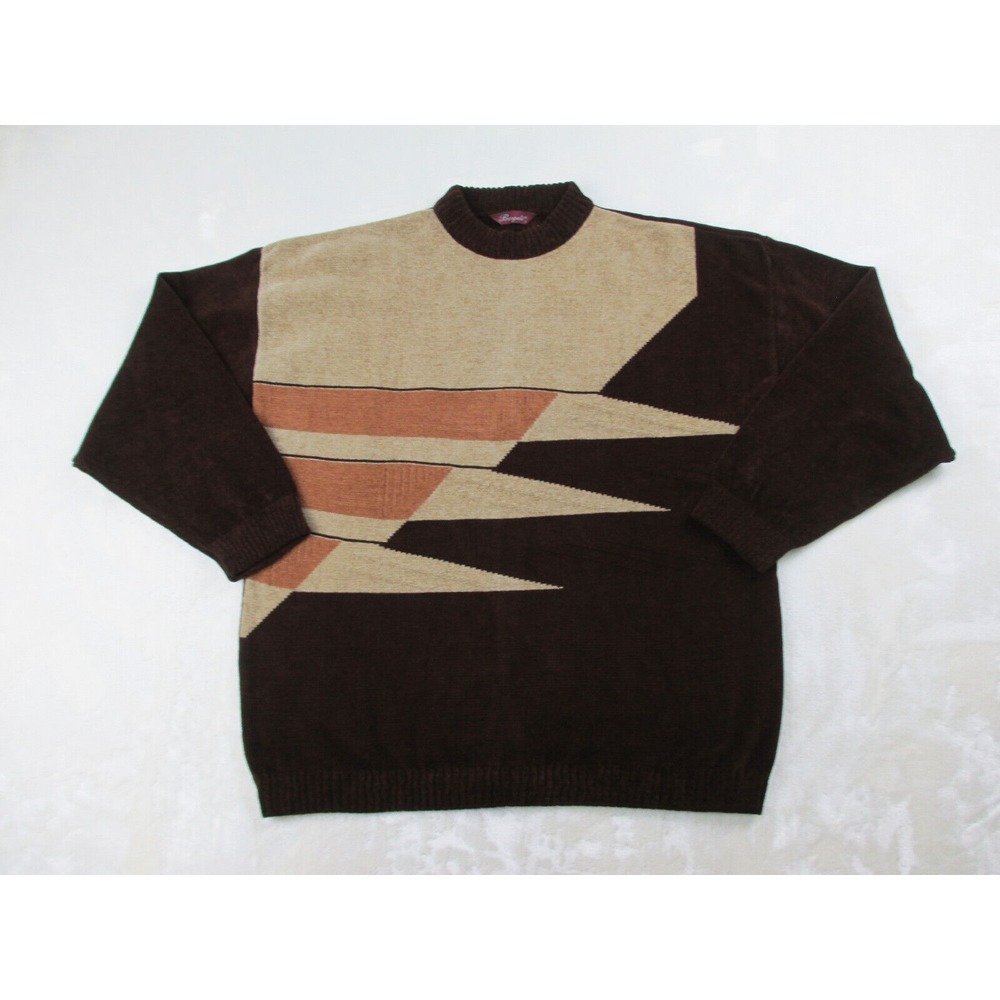 VINTAGE Bergati Sweater Mens‎ Large Brown Cosby Coogi Style Acrylic Pullover
